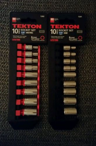 NEW TEKTON 1201 and 1202 1/4 in. Drive Socket Set 18 Sockets SAE and MM