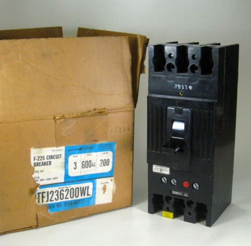 NEW! GE F-225, 200 Amp Circuit Breaker Model TFJ236200WL, 3 Pole, 600 VAC