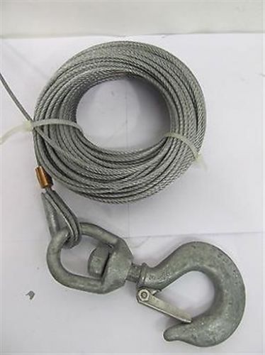 Winch cable &amp; hook, 1/8&#034; x 100&#039;, 7 x 19, galvanized steel cable for sale