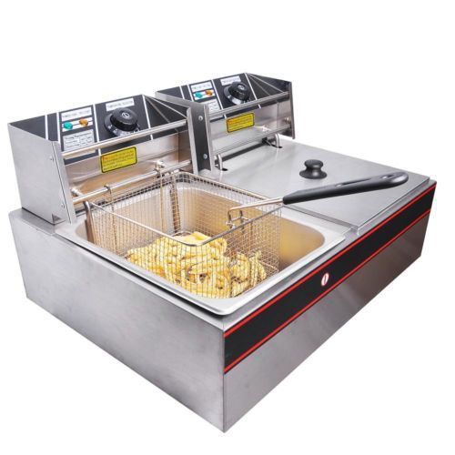 5000W 12 Liter Electric Countertop Deep Fryer Dual Tank 6 Commercial Restaurant