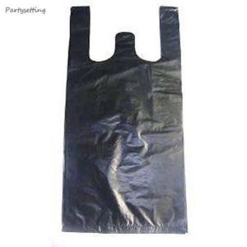 1500ct 1/10 Plastic T-Shirt Bag 8X4X15 Black Retail Shopping Bags WHOLESALE