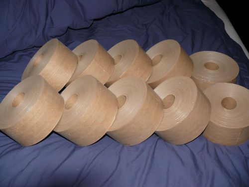 10 Rolls 3&#034;x150yds 450ft Reinforced Tape Natrual Kraft New in Box