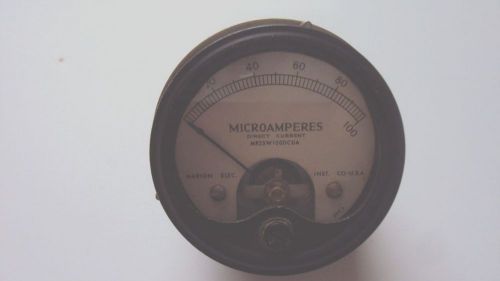 Marion Elec. 0-100 Microamperes DC  Panel Meter MR25W100DCUA  2.25&#034; round