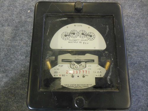 SANGAMO ELECTRIC 3 STATOR WATTHOUR METER CAT #56294 VINTAGE RARE