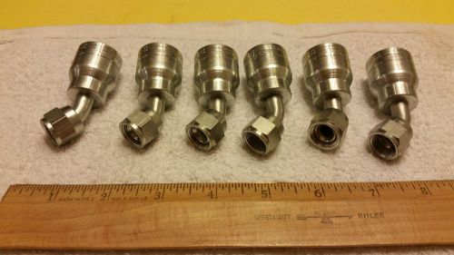 Set of 6 female 37 degree swivel 45 degree elbow, crimp couplings, 0119044 for sale