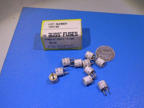 Qty-10  buss military fuse 1.5a 125v fast acting 2-pin fm01a125v1-1/2a new nib for sale