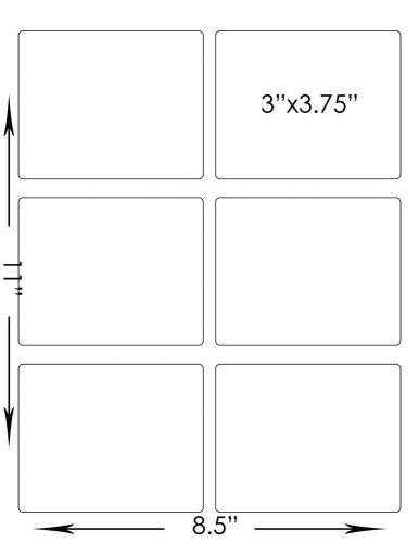 50 Sheets 300 Stickers White Laser Inkjet 3x3.75&#034; Blank Square  Rectangle Labels