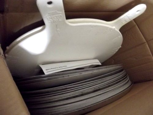 24 ALUMINUM PERFORATED 14&#034; PIZZA HUT PANS &amp; 2 TEFLON PADDLES 18+ LBS OF ALUMINUM