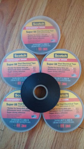 (5 Rolls) NEW! 3M SCOTCH SUPER 88 VINYL ELECTRICAL TAPE 3/4&#034; X 66&#039;