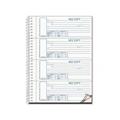 Spiralbound Unnumbered Money Receipt Book, 120 Sets/Book