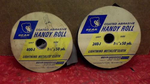 Pair of Bear Abrasive Metal Cloth Rolls Grit 240-J/400-J 1 1/2&#039;&#039;x 50 yards NEW