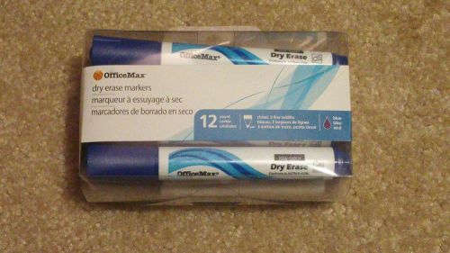 NEW OFFICEMAX DRY ERASE MARKER, CHISEL POINT, OM04116, BLUE 3-12 PACKS TOTAL 36