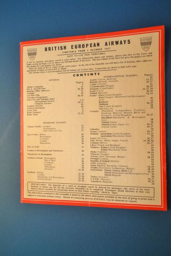 BRITISH EUROPEAN AIRWAYS TIMETABLE CATALOG FROM OCTOBER 6, 1957 (JRW #096)