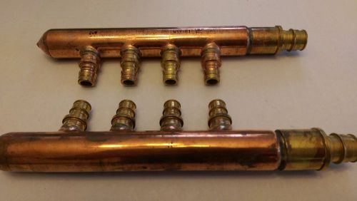 LOT OF 2 4 Port 1/2&#034;x 3/4&#034; inlet WIRSBO UPONOR Plumbing Manifold (Copper)