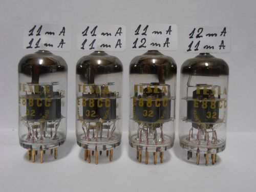 QUAD TESLA E88CC Vintage Double Triode Tubes  // GOLD PINS WITH SAME CODES / !!