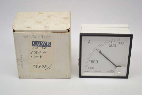 NEW CEWE CQ96 +/-14V +/-800A AMP AMMETER ANALOG PANEL METER B415179