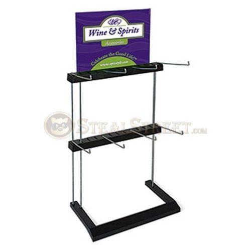 13 Inch Two-Tier Eight Hook Counter and Shelf Merchandiser Rack