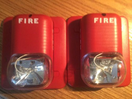 Lot of 2 system sensor s241575 red fire alarm strobes for sale