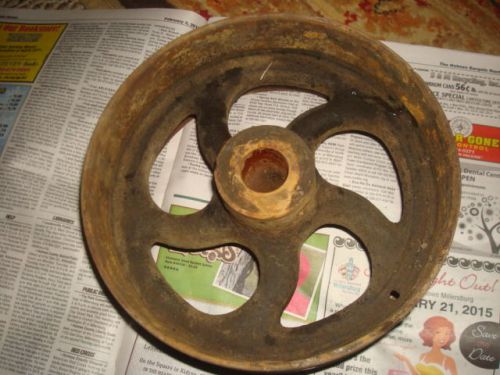 5 curve spoke cast iron flat belt line shaft pulley antique hit miss 9&#034;x4&#034;x1&#034; for sale