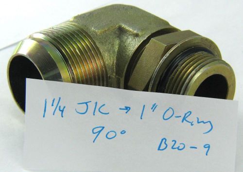 Hydraulic, Parker 1 1/4&#034; JIC-1&#034; O-Ring 90 Elbow, 20 JIC-16 SAE/ORB, NOS, #B20-9