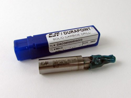 Durapoint 0.3800&#034; Solid Carbide Drill - DAC06520503003 *NOS*