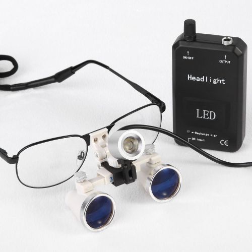 Dental 3.5X Magnifying Surgical Binocular Loupes+Led Light Headlight NEW