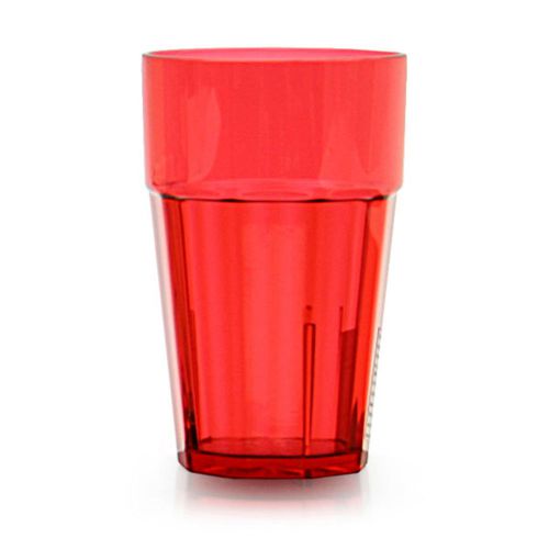 Set of 12 cups 10 oz restaurant tumbler polycarbonate red unbreakable glass for sale