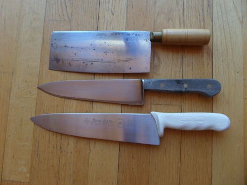 VTG CONNOISSEUR DEXTER RUSSELL 48-8&#034; LARGE KNIFE/CLEAVER/SANI-SAFE/3 PIECES!