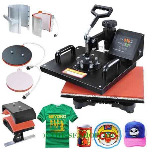 5in1 12x15 Digital Heat Press Sublimation Transfer Machine Black