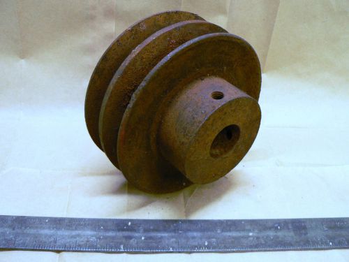 Steel Motor Dual Pulley Wheel 2-1/2&#034; Thick 1&#034; Diameter Bore Hole 4-5/8&#034; Wide