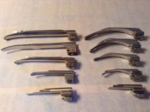 LARYNGOSCOPE BLADES MIL AND MAC TOTAL QUANTITY 10 SIZES 0 THRU 4