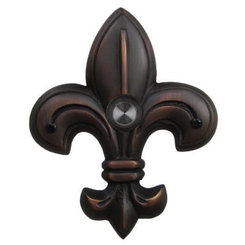 Company&#039;s Coming WW182ORB Solid Brass Medium Fleur de Lis Doorbell, Oil Rubbed