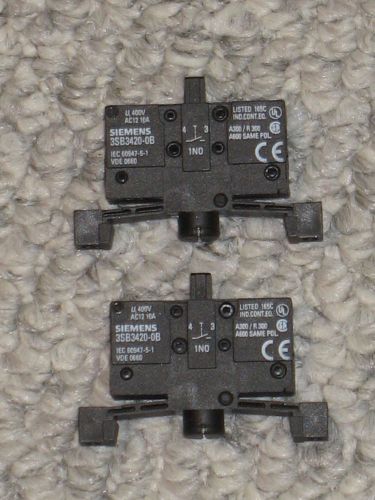 SIEMENS 3SB3420-0B N.O Normally Open Contact Block, Lot of 2!!