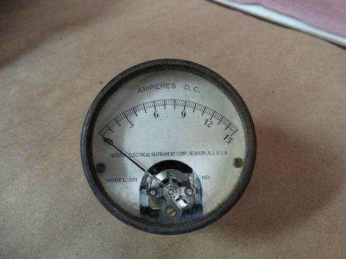 1950&#039;s Weston D.C. Amperes Panel Meter Model 301 DC Ampere 0-15 Steampunk Amp