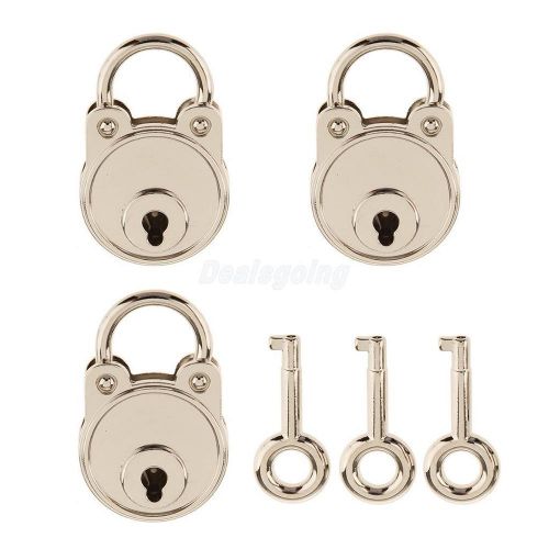 Lot of 3 round cheek pig padlocks with keys for closet lock - silver m for sale