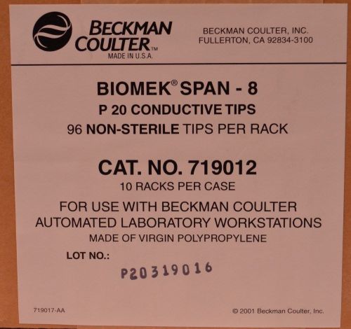 New Lot of 20 Racks New Beckman Coulter P 20 Non Sterile Pipette Tips
