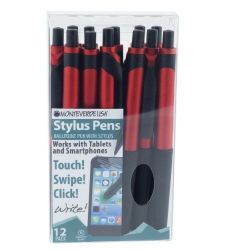 Monteverde s-106 click action one-touch ballpoint pen with top stylus, red, for sale