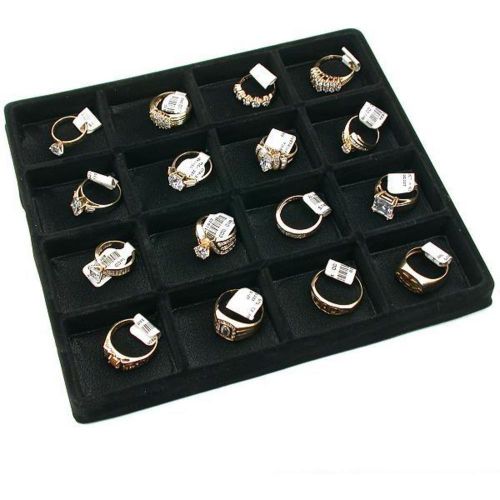 16 Slot Jewelry Coin Black Showcase Display Tray Insert