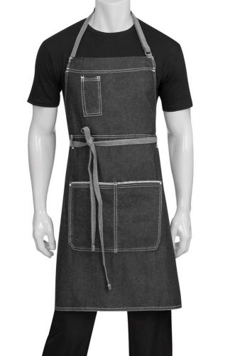 Chef Works AB041-BLK-0 Bronx Bib Apron Black 1