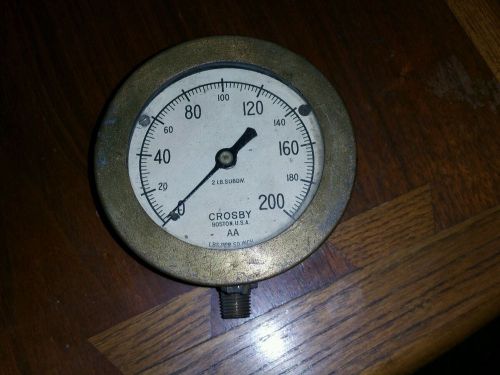 Antique Brass Crosby Steam Gauge Boston U.S.A. steampunk