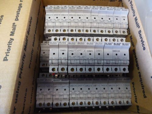 BUSS FUSE HOLDERS CHCC1I,CHM1I &amp; CHM3I (Lot of 53) -Used