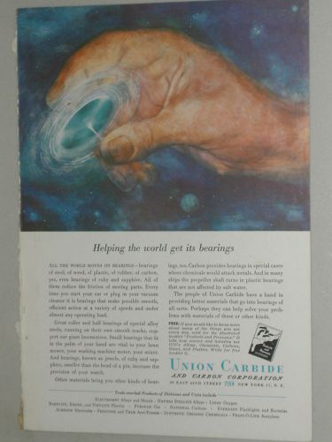 1951 Union Carbide ad, bearings, gyroscope, gyro-top