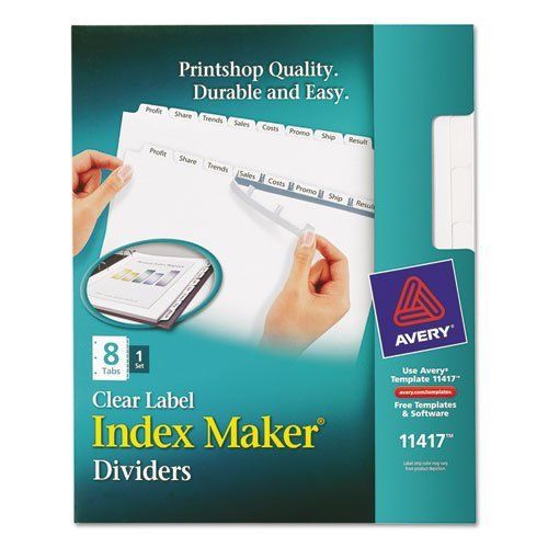 Index Maker Clear Label Dividers, 8-Tab, Letter, White 11417 by Avery