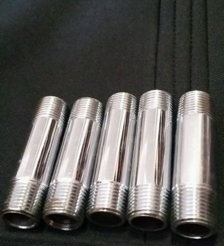 1/2&#034;x 3&#034; Chrome Brass Nipple Chrome Pipe NPT Lot Of 5