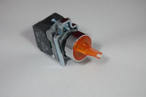 22mm illuminated select switch 3 position fits orange xb4bk155m5 230v momentary for sale