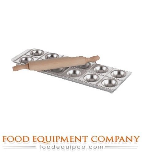 Paderno 49840-34 Ravioli Mold &amp; Rolling Pin Set (12) 2&#034; x 2&#034; imprints