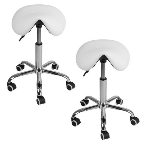 2 Hydraulic Rolling Swivel Stool Adjust Tattoo Facial Massage Spa Salon White