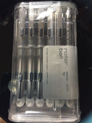 TUL ROLLERBALL 0.7MM MEDIUM BLACK 12 PACK PENS - NIB - FREE SHIPPING