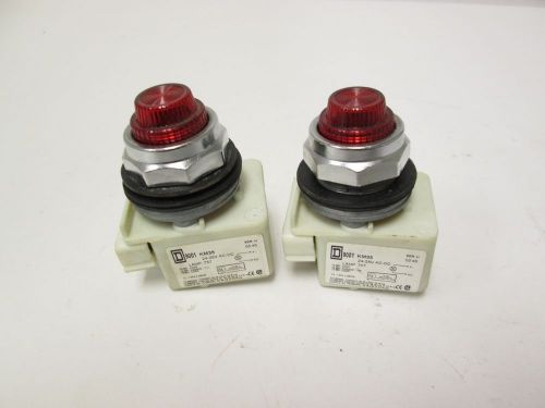 Lot of 2 Square D 9001-KM35 Pilot Lights 24VAC/DC 80mA Red