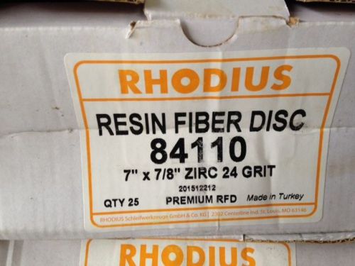  7&#034; Resin Bond Fiber Disc 7&#034; x 7/8&#034; ZIRC 24 Grit 25 per Box, 250 total